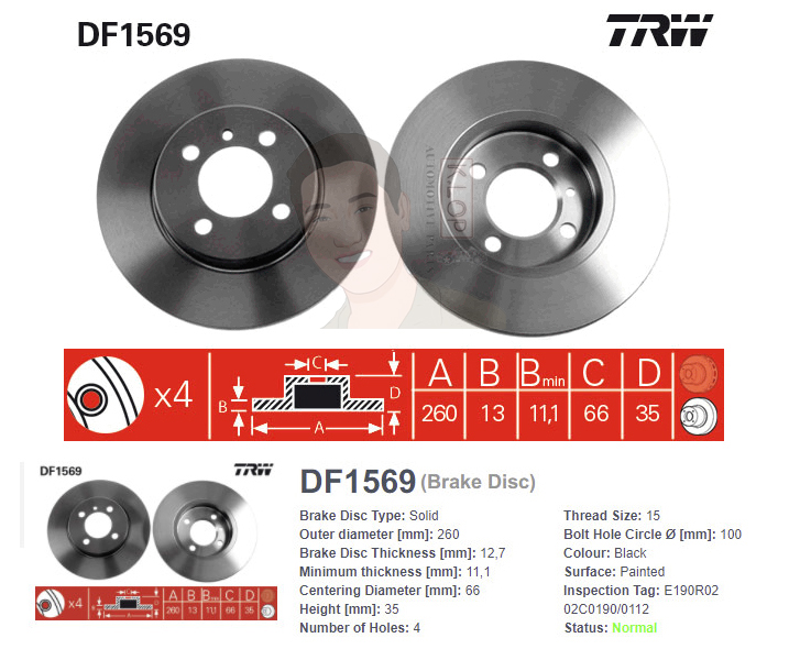DF1569 จานเบรค-ดรัมเบรค(TRW) BMW E30 ปี1982-1991 F S