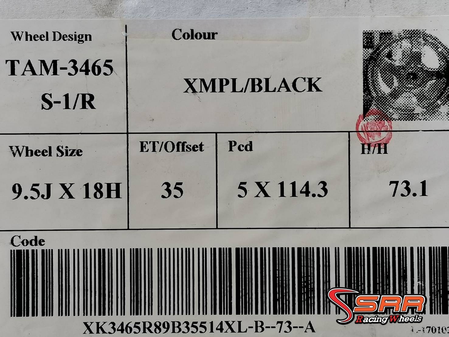 S1R TAM-3465 ขอบ18 5H114.3 ET35 XMPL/BLACK ชุดละ 14,000฿