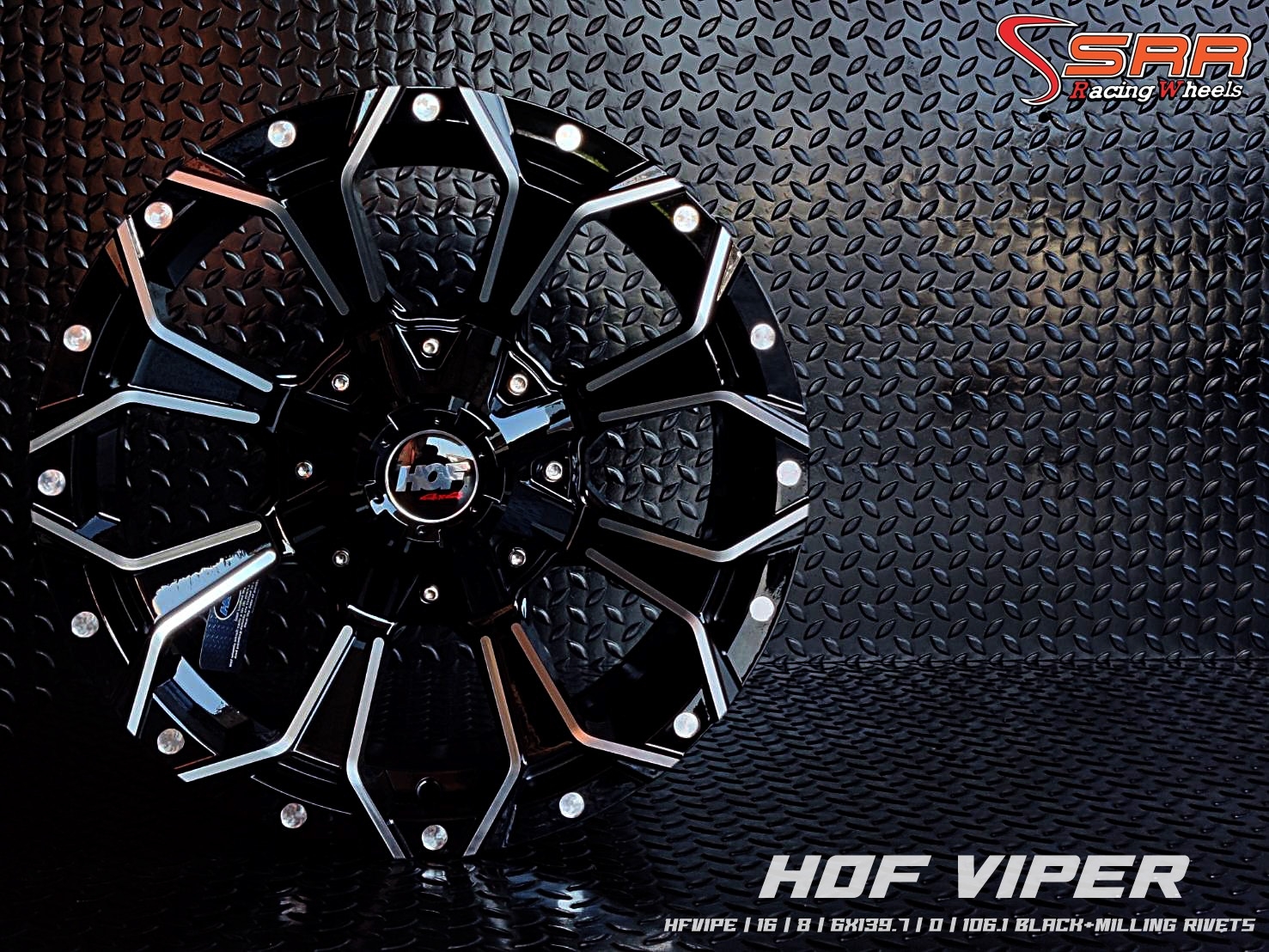 HOF VIPER ขอบ16 6H139.7 ET0 BLACK+MILLING RIVETS ราคาพิเศษ