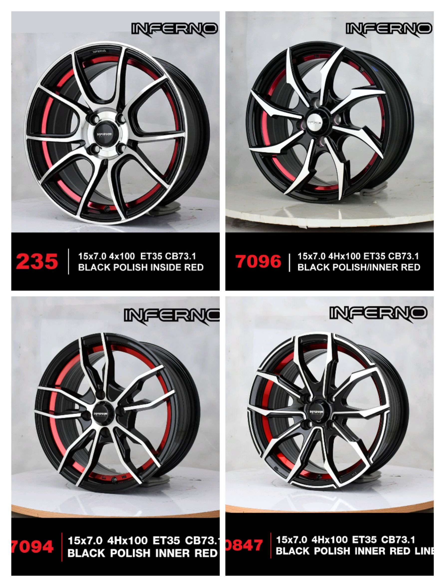 ล้อแม็ก INFERNO ขอบ15 4x100 สำหรับรถเก๋งเล็ก ราคาพิเศษ