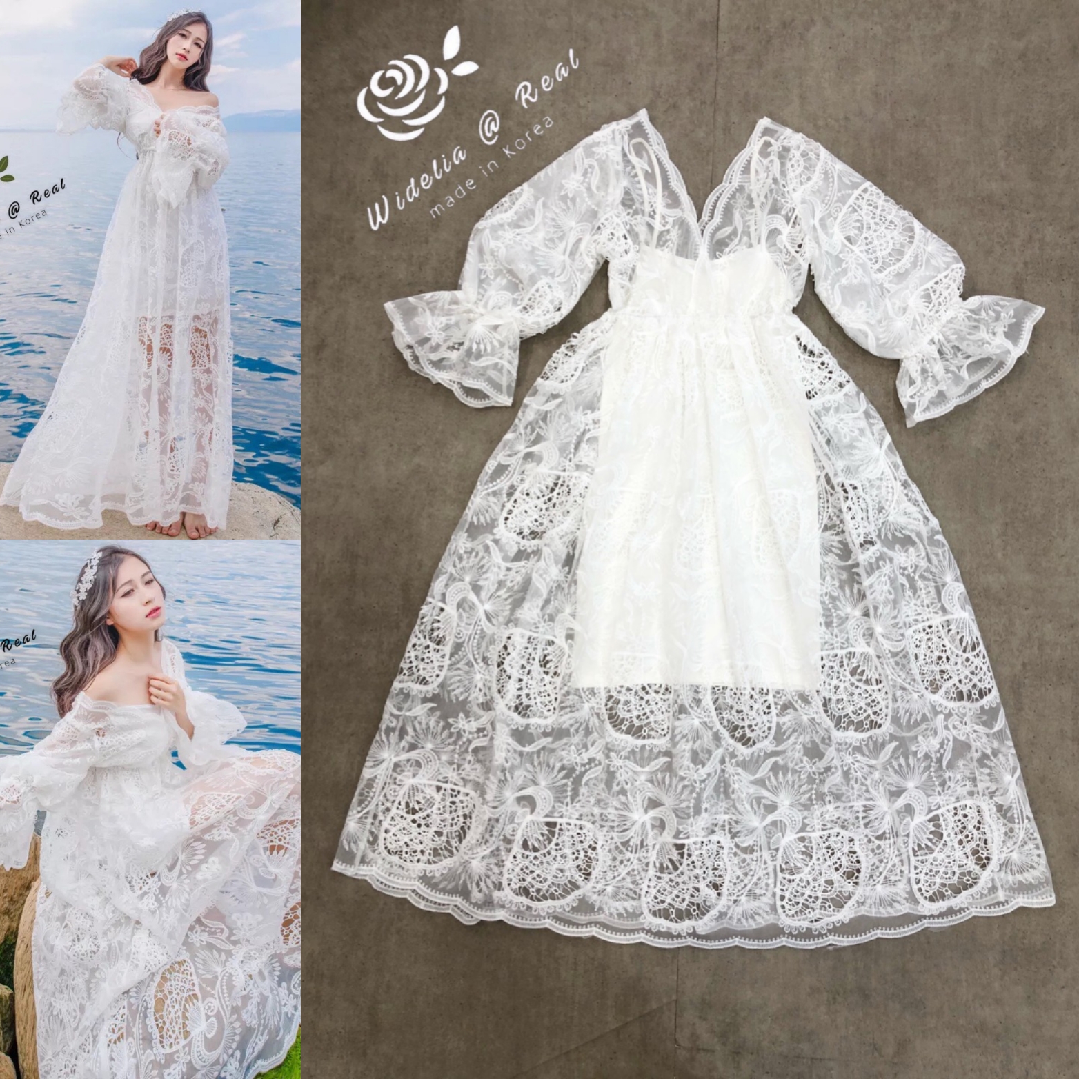 Korea Maxi dress แม็กซี่เดรสลูกไม้ตัวยาวแสนสวย