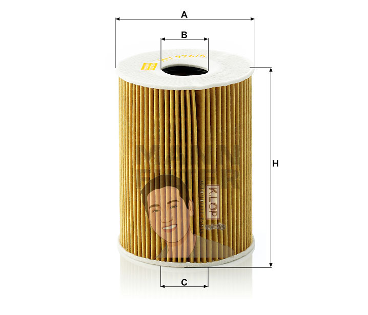 HU926/5X ไส้กรองเครื่อง(BMW) E60-E61/M5('03-'), E63-E64/M6('03-')เครื่อง M5/M6(S85) E63(635D) E65(730D), X3(E83) 3.0D, X5(E53) 3.0D, (E70) 3.0SD เครื่องยนต์ S65,S85 (MANN-FILTERนำเข้ายุโรป) Dimensions(mm.) A=83 B=38 C=38 H=108