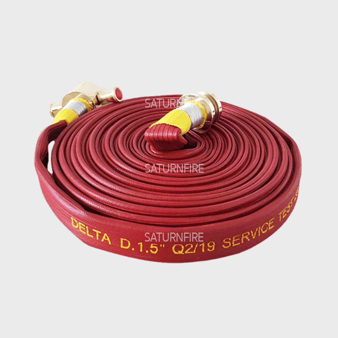 สายดับเพลิง PVC Nitrile 3 ชั้น ยางสังเคราะห์ สีแดง DELTA (1.5"x20m, Alu1.5")