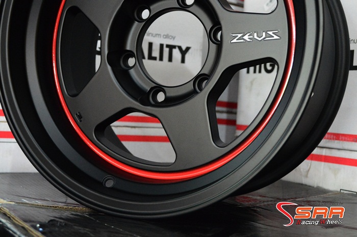 ZEUS-13 ขอบ16X8.5 นิ้ว สีดำตัดขอบแดง