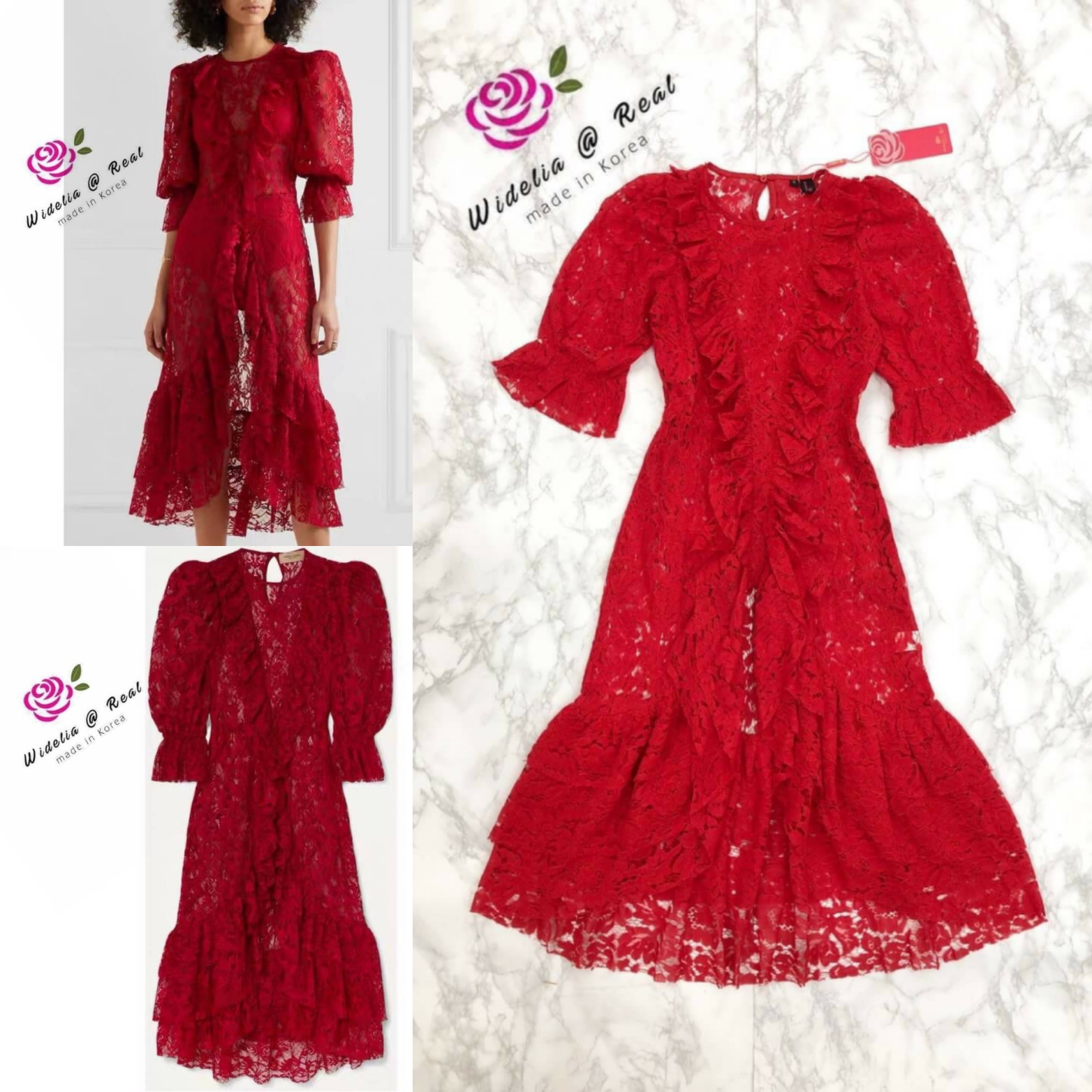 Adriana Dress เดรสลูกไม้แสนสวย ลูกไม้สีแดงสวยโดดเด่นมากค่ะ