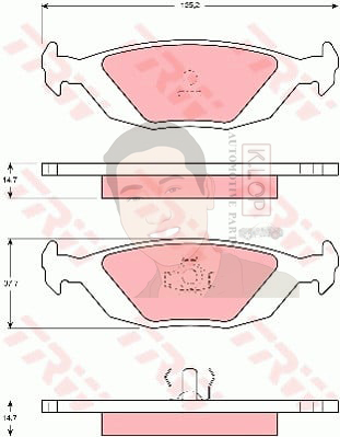 GDB392 ผ้าเบรค-หลัง(TRW) (เนื้อผ้า COTEC) SAAB 9000