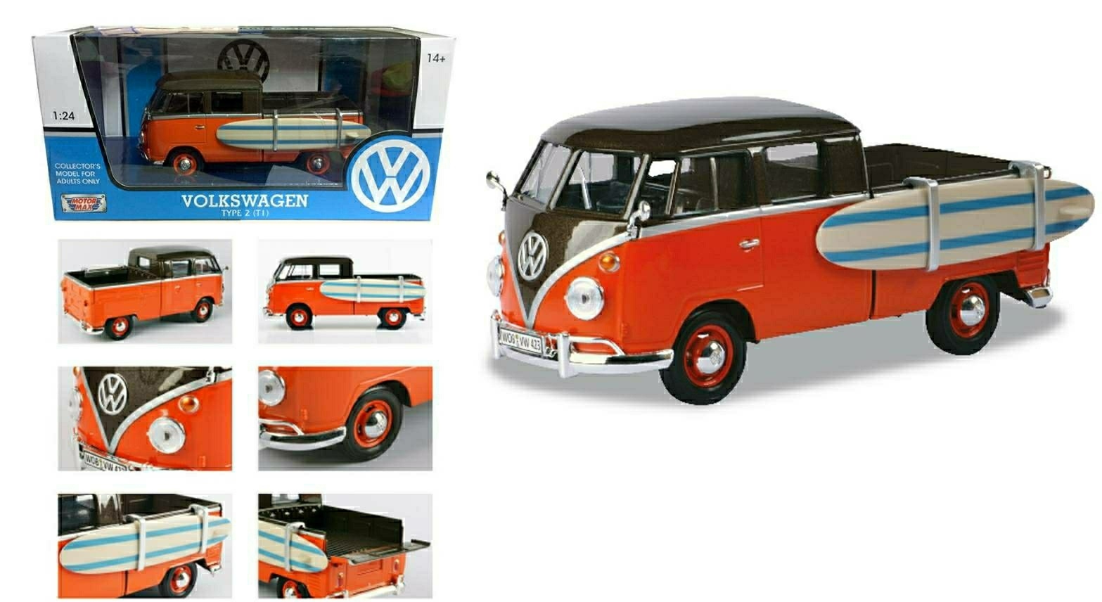 รถโฟล์คตู้ Volkswagen bus scale 1:24 โมเดลรถเหล็ก (ปลีก-ส่ง)