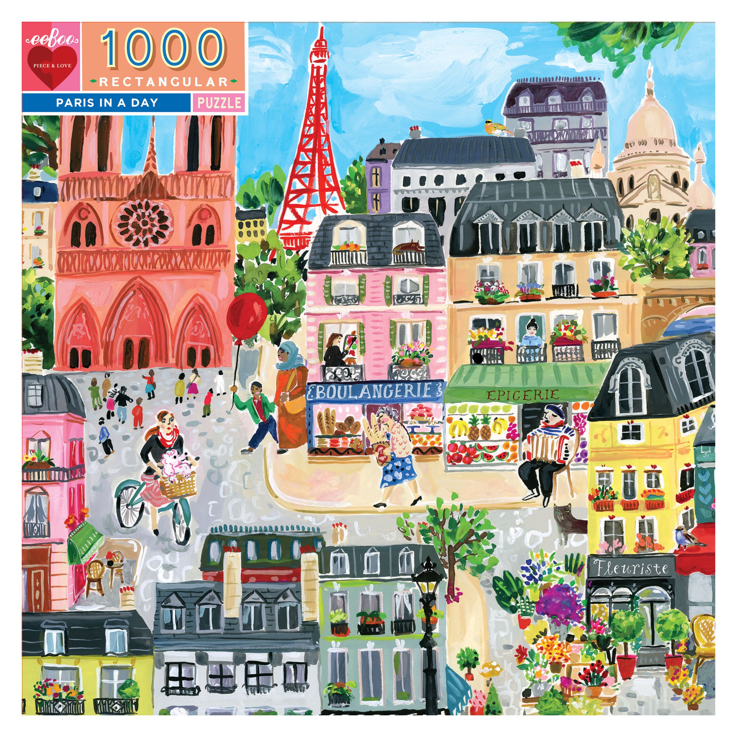 eeBoo - Paris in a Day Rectangular Puzzle 1000 pcs.