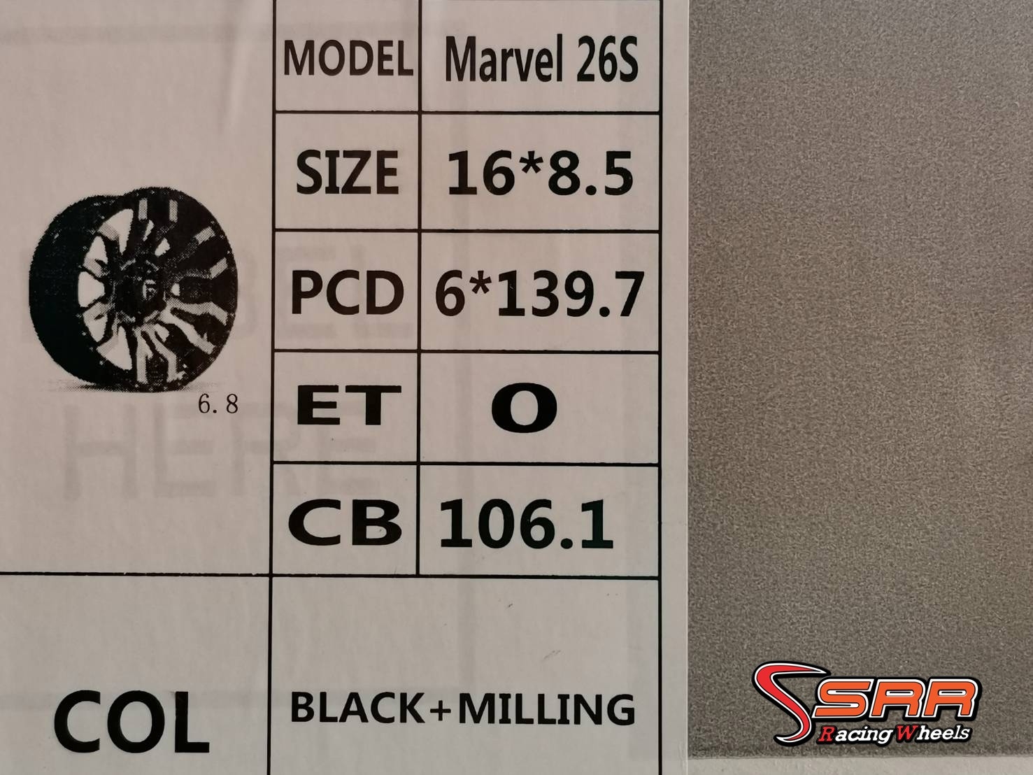 OASIS MARVEL-26S ขอบ16 6H139.7 ET0 BLACK+MILLING ราคาพิเศษ