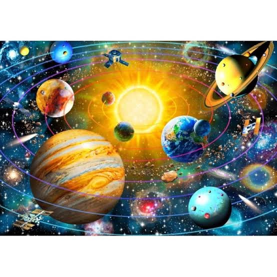 Bluebird Puzzle - Ringed Solar System by Adrien Chesterman 1000 pcs.