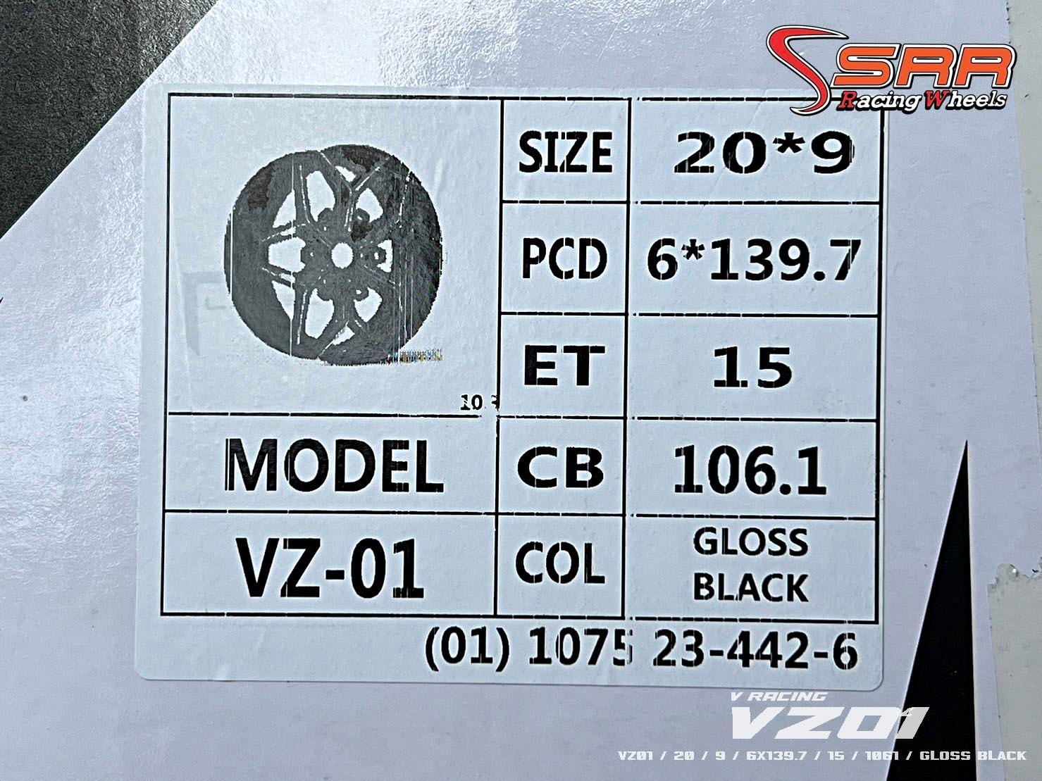 V RACING VZ-01 ขอบ20 6x139.7 ET15 GLOSS BLACK