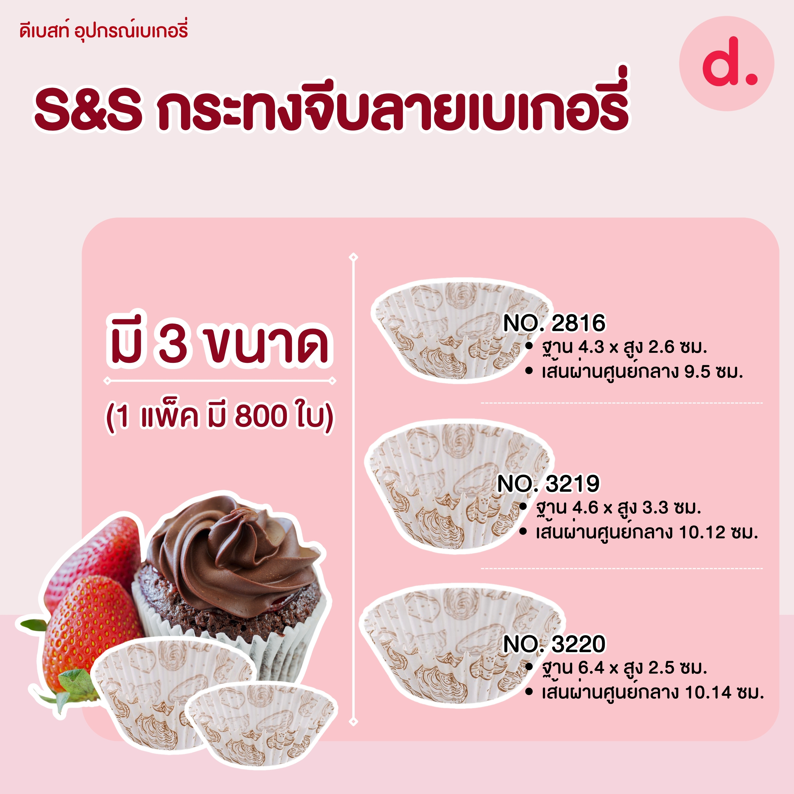 S&S กระทงจีบ กระทงกระดาษ ลายเบเกอรี่ มี 3 ขนาด