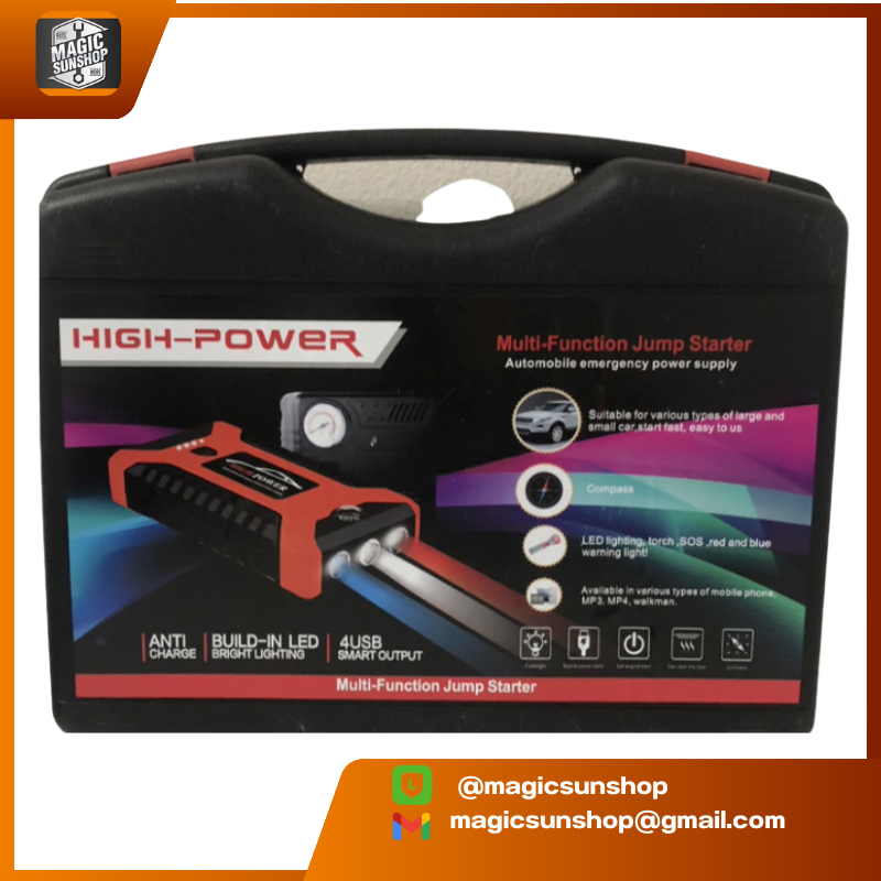 901364 Car jump starter 99800mAh12V กระแสไฟสูงสุด 1,000 แอมป์ (หน้าจอแสดงผลแบบดิจิตอล)