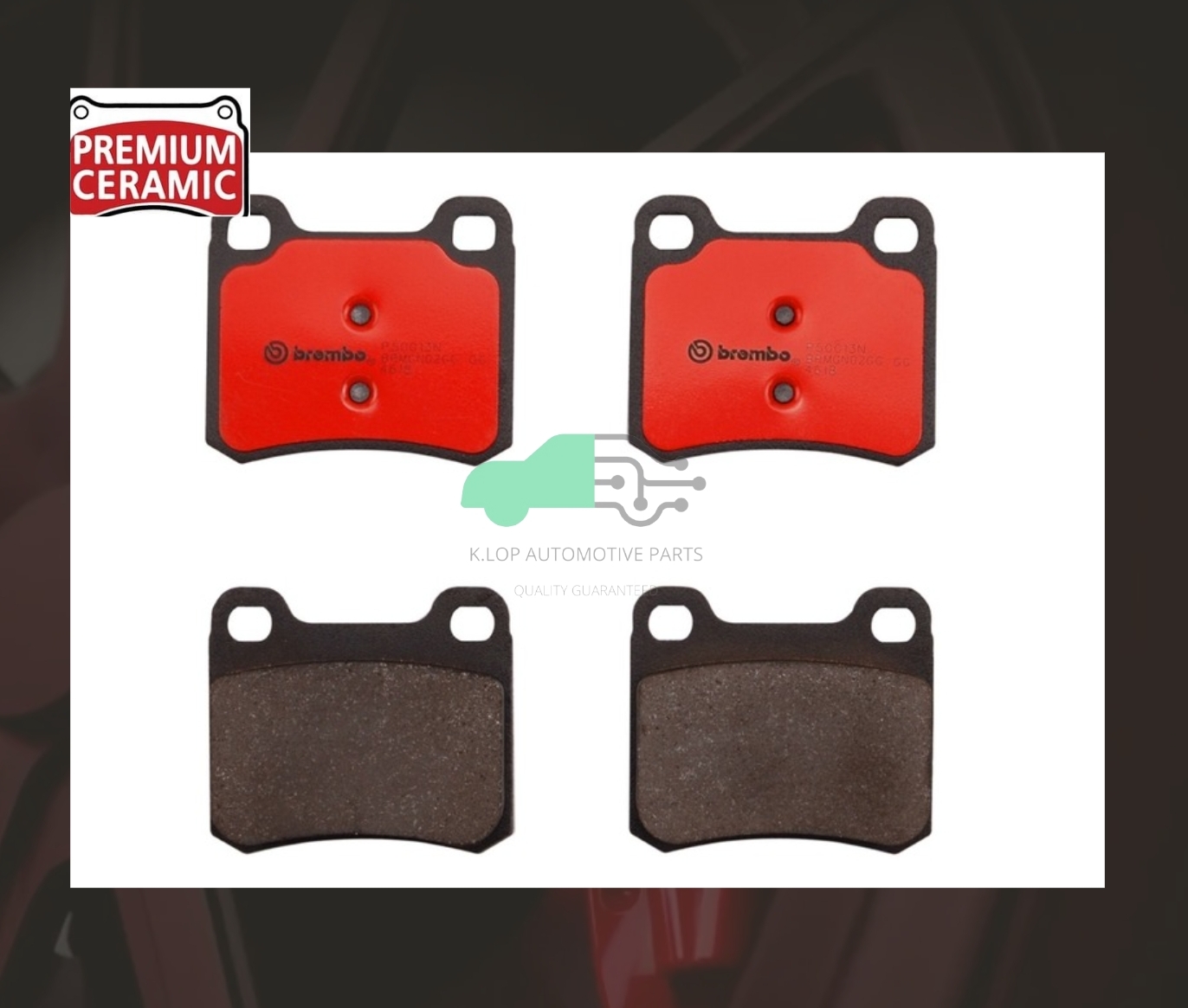 P50 013N ผ้าเบรกหลัง (แท้ BREMBO รุ่น Ceramic) BENZิ C W202 (180 200 220 230) 93-02
