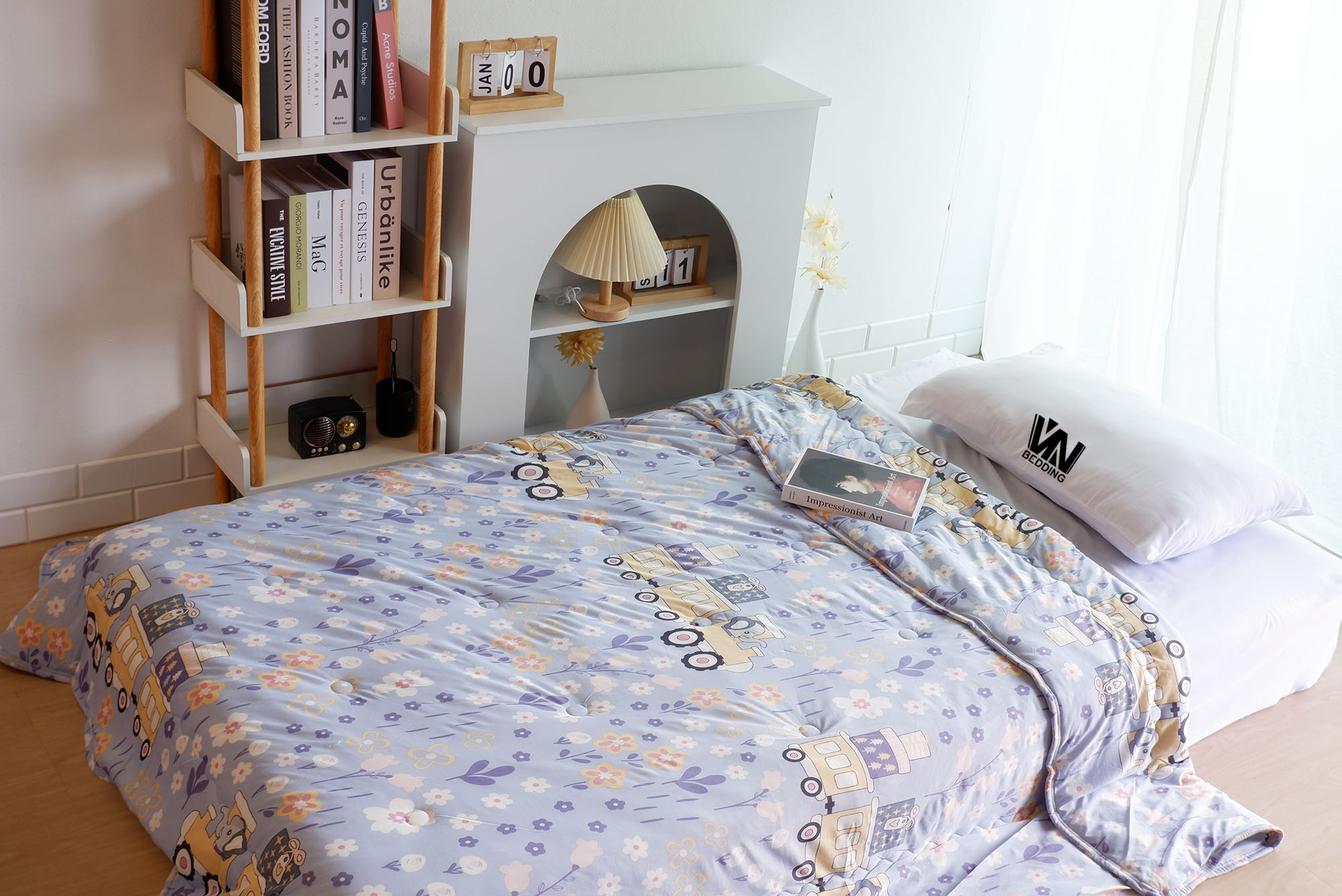 ผ้านวมใยไหมน้ำแร่ 7 ฟุต (คละลาย 12 ผืน)