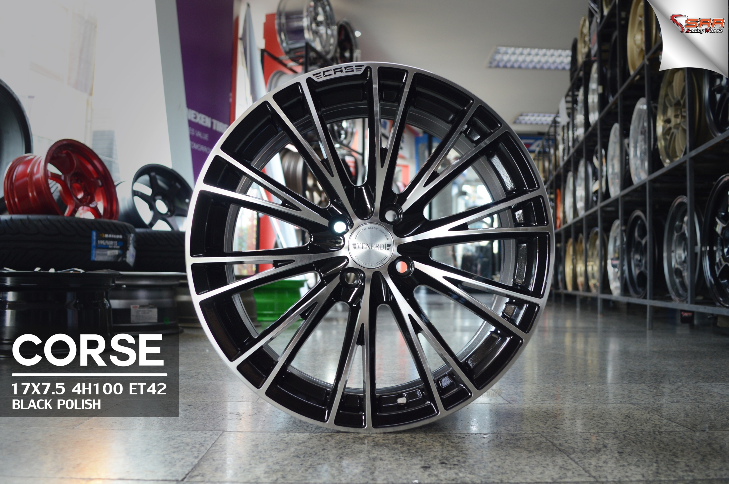 VENERDI CORSE ขอบ17 4x100 BLACK POLISH