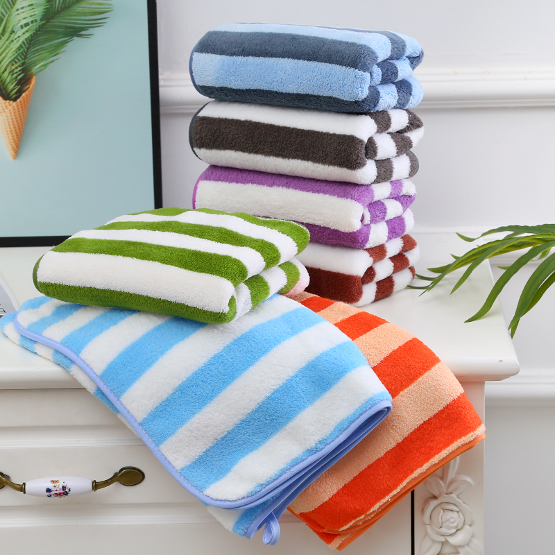 ผ้าเช็ดผมขนเป็ดลายริ้ว รุ่นพิเศษหนานุ่ม (1โหล)