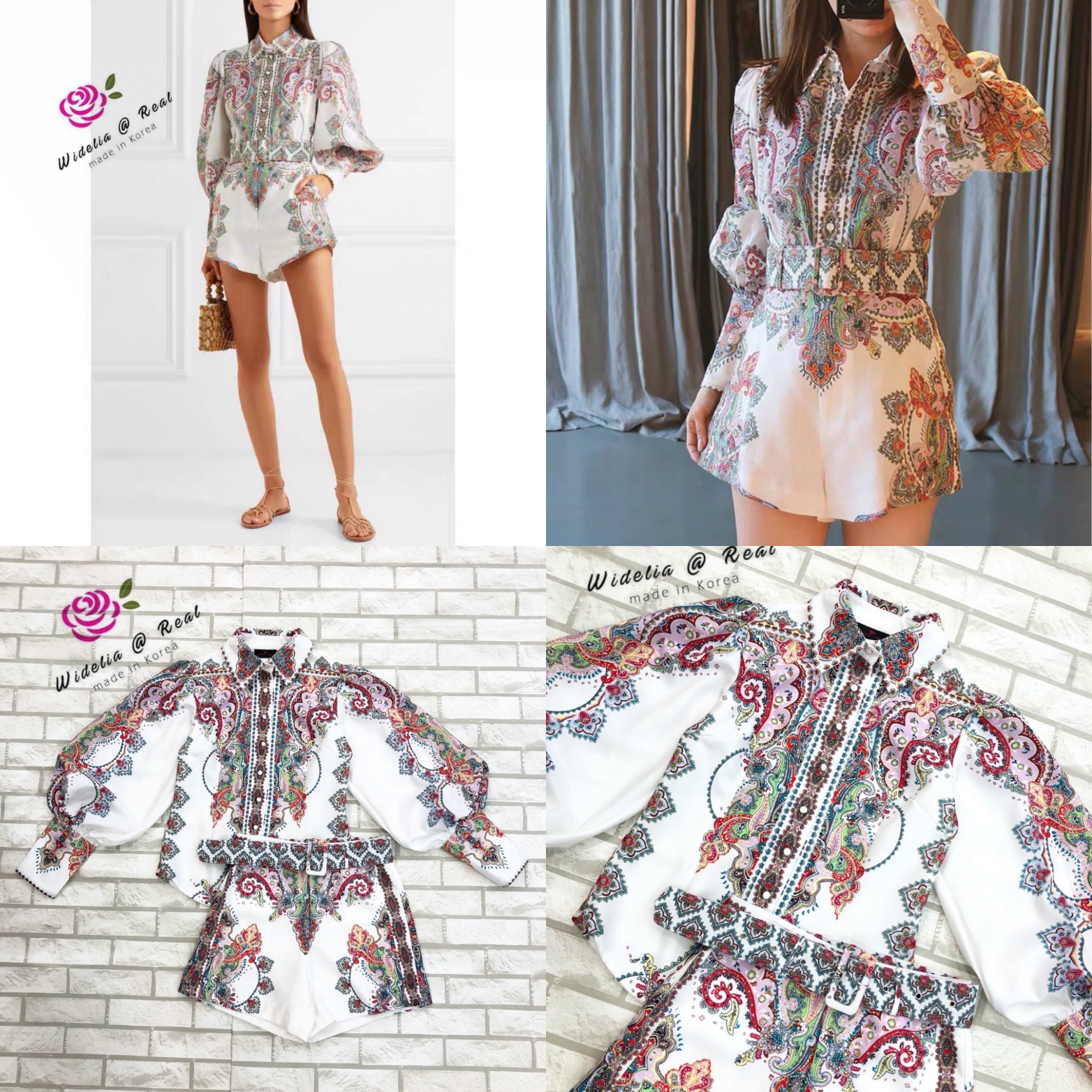 Zimmermann Set เซตเสื้อและกางเกงขาสั้น เนื้อผ้าพิมพ์ลายทั้งตัว งานวางลายแพทเทิรพิมพ์ลายน๊า