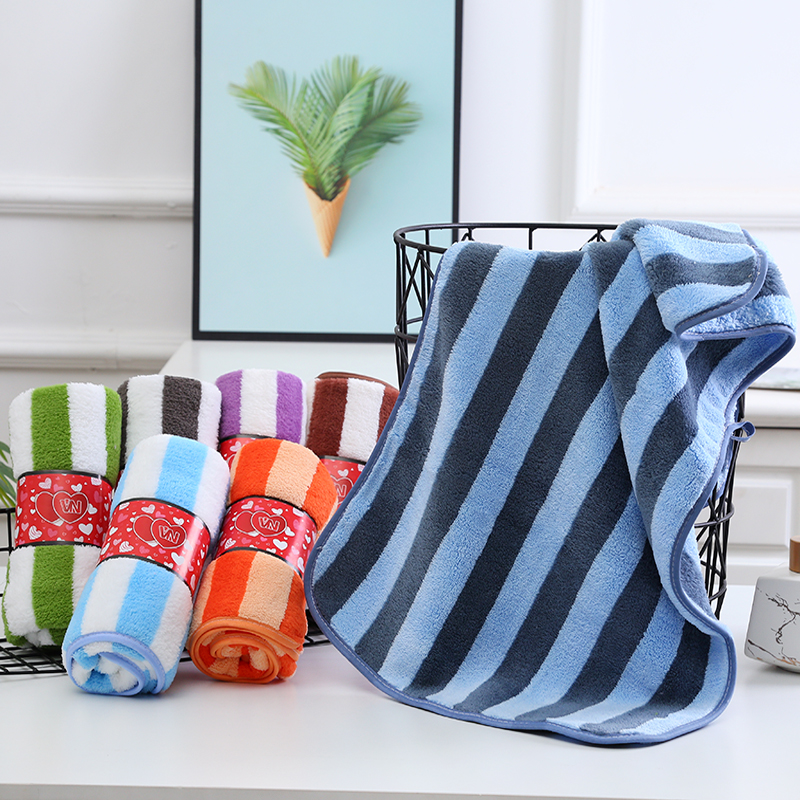 ผ้าเช็ดผมขนเป็ดลายริ้ว รุ่นพิเศษหนานุ่ม (1โหล)