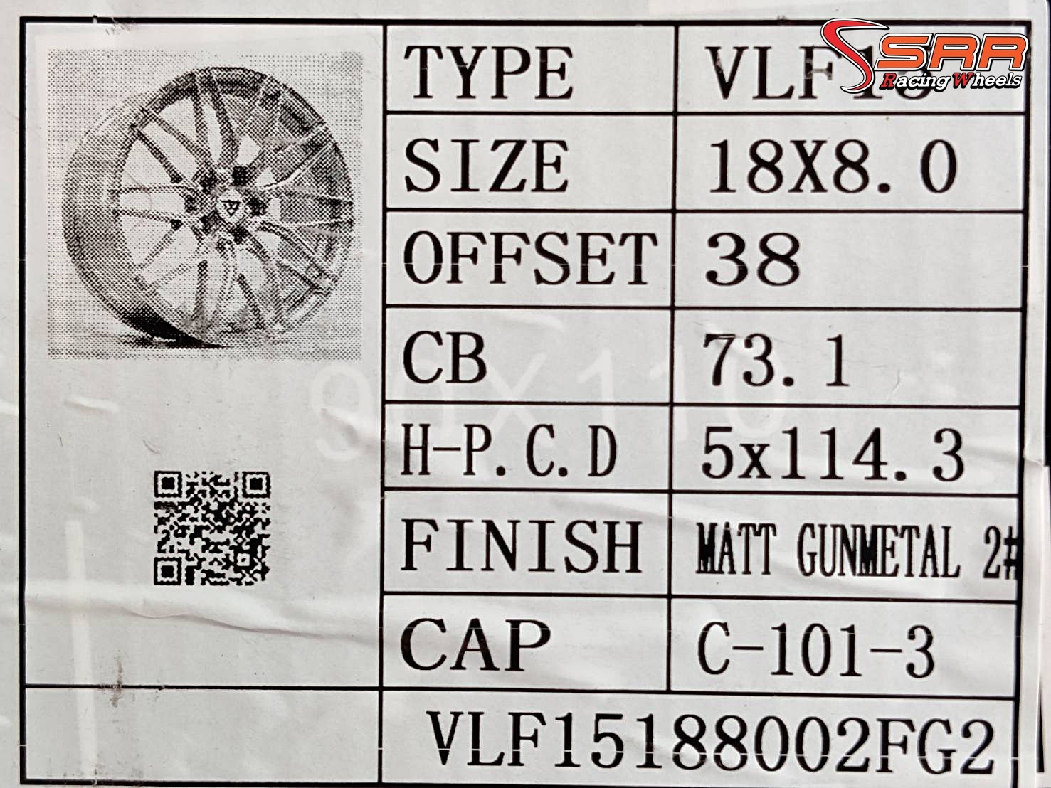 VLF15 ขอบ18 5H114.3 ET38 MATTE GUNMETAL มีจำหน่ายที่ร้านSRR