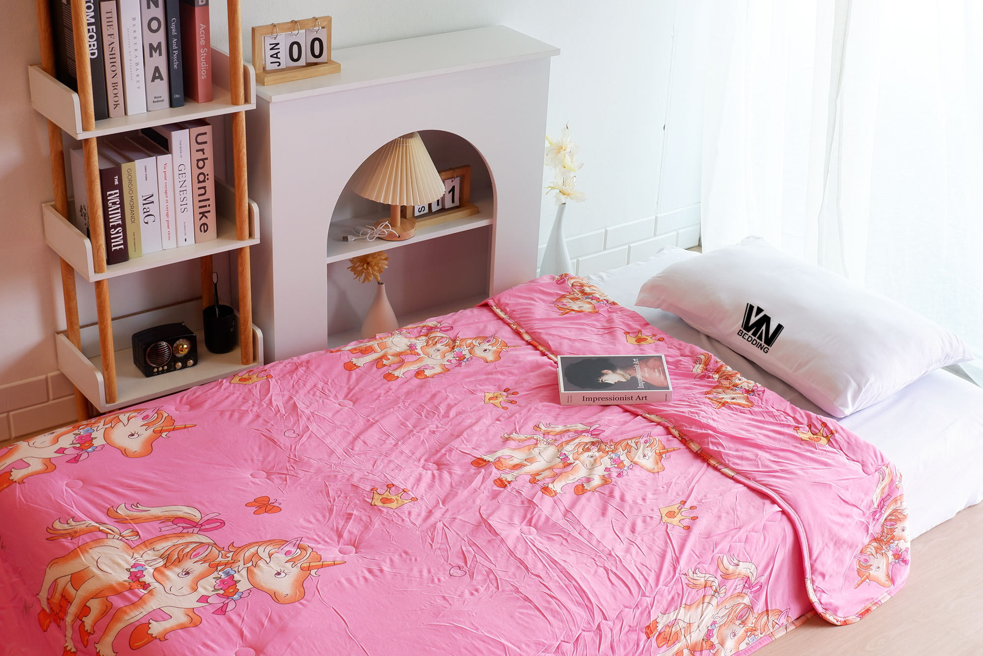 ผ้านวมใยไหมน้ำแร่ 7 ฟุต (คละลาย 12 ผืน)