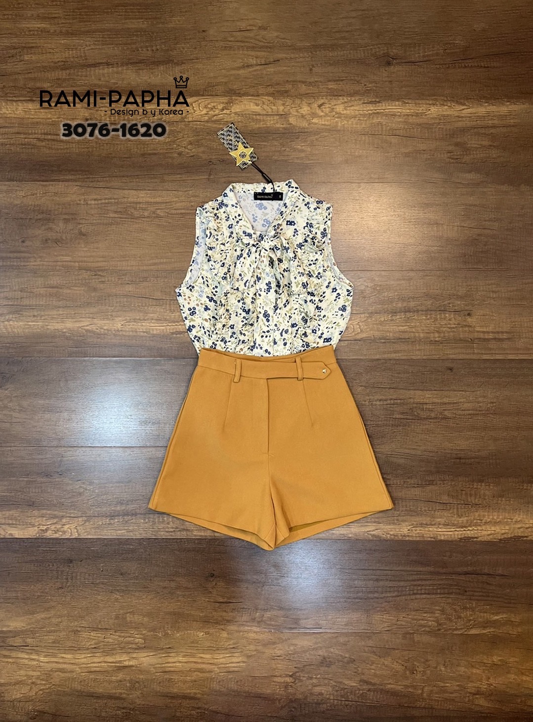 3076-1620 เสื้อ+ขาสั้น เสื้อเนื้อผ้าดีสวมใส่สบาย