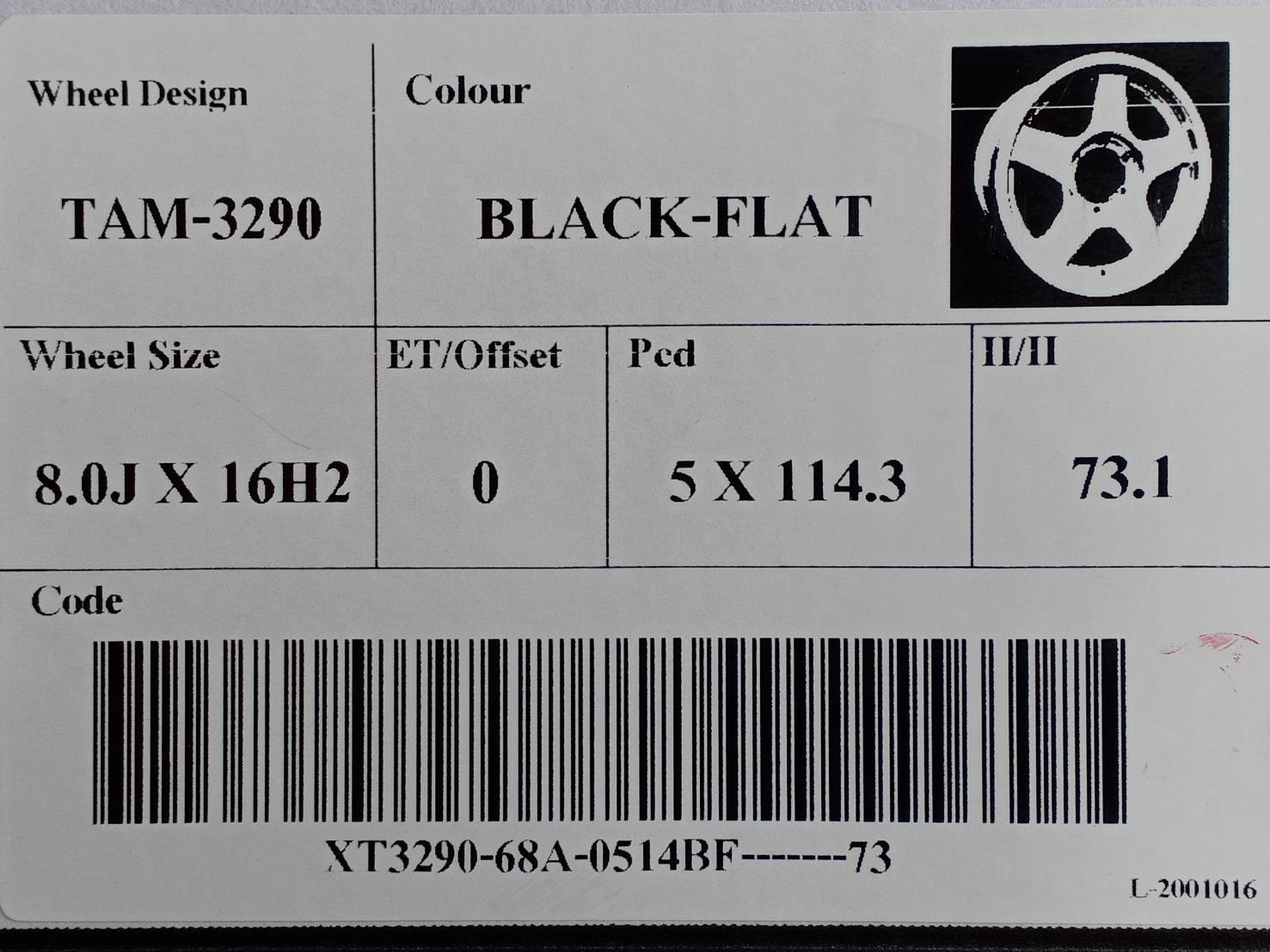 BRADLEY เบดเล่ย์ TAM-3290 ขอบ16 ET+0 5x114.3 BLACK-FLAT