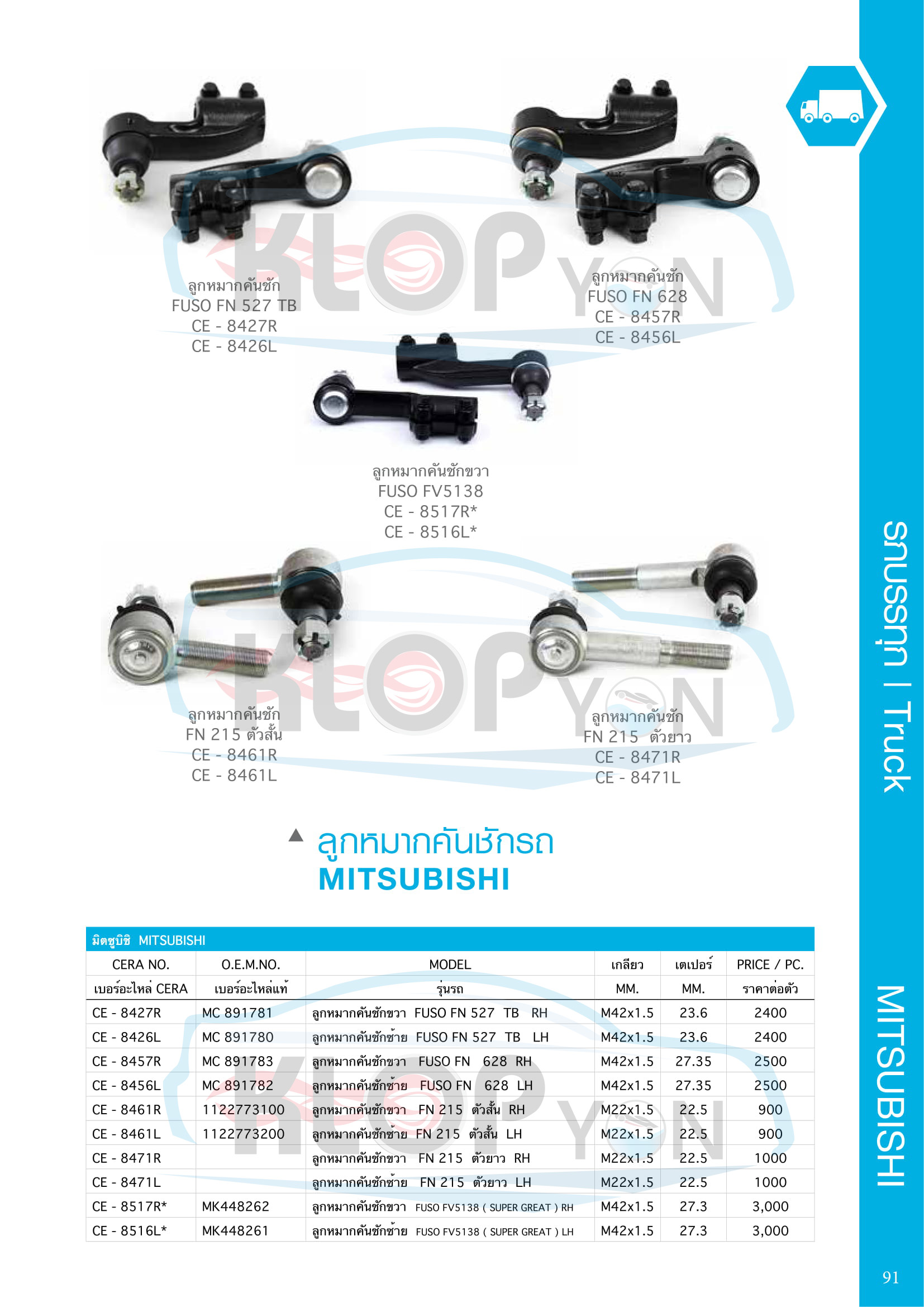 ตาราง-ชุด-ลูกหมากรถยนต์ CERA (รถบรรทุก Truck) Mitsubishi-ทุกรุ่น