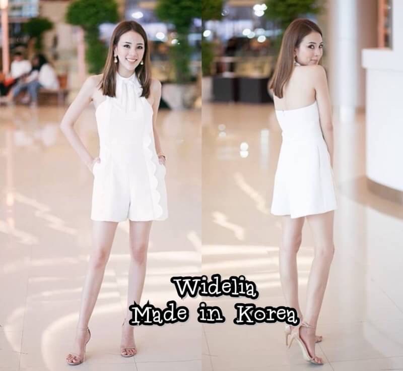 VRT : Playsuit >> จั้มสูทขาสั้นคล้องคอ เปิดหลังสวย ตกแต่งโบว์ที่คอ
