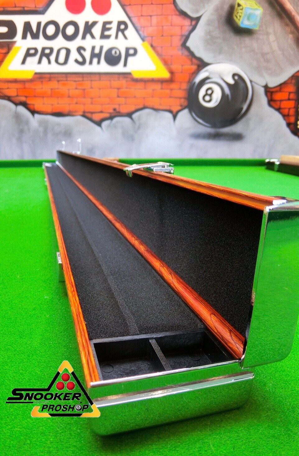 กล่องใส่ไม้คิว 2 ท่อน แบบอลูมิเนียมทั้งใบลายไม้