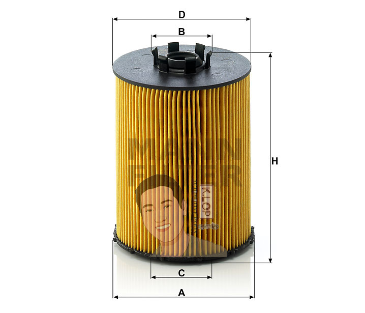 HU823X ไส้กรองเครื่อง(BMW) E60,E65(740I),E70(X5) ปี2006- เครื่องยนต์ N62 (MANN-FILTER***งานพรีเมี่ยมแท้นำเข้ายุโรป) Dimensions(mm.) A=77 B=32 C=35 D=73 H=103