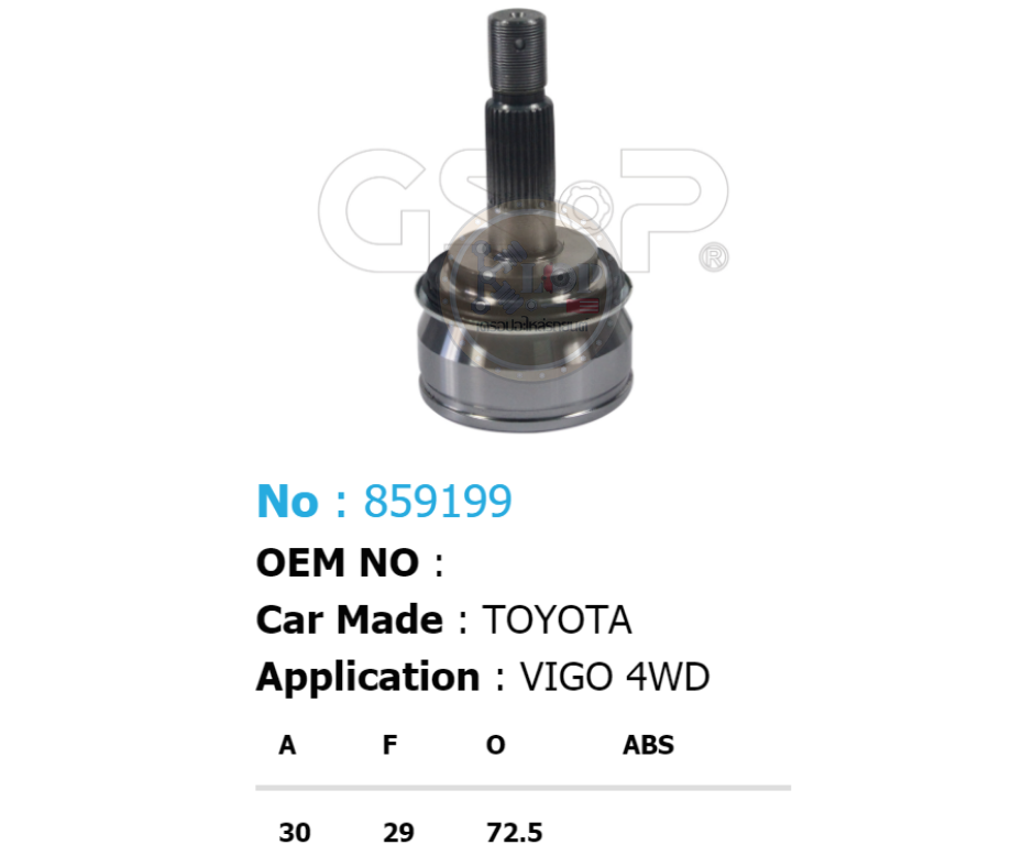 รหัสสินค้า 859199 [หัวเพลานอก ยี่ห้อGS-P] TOYOTA HILUX VIGO/04-14