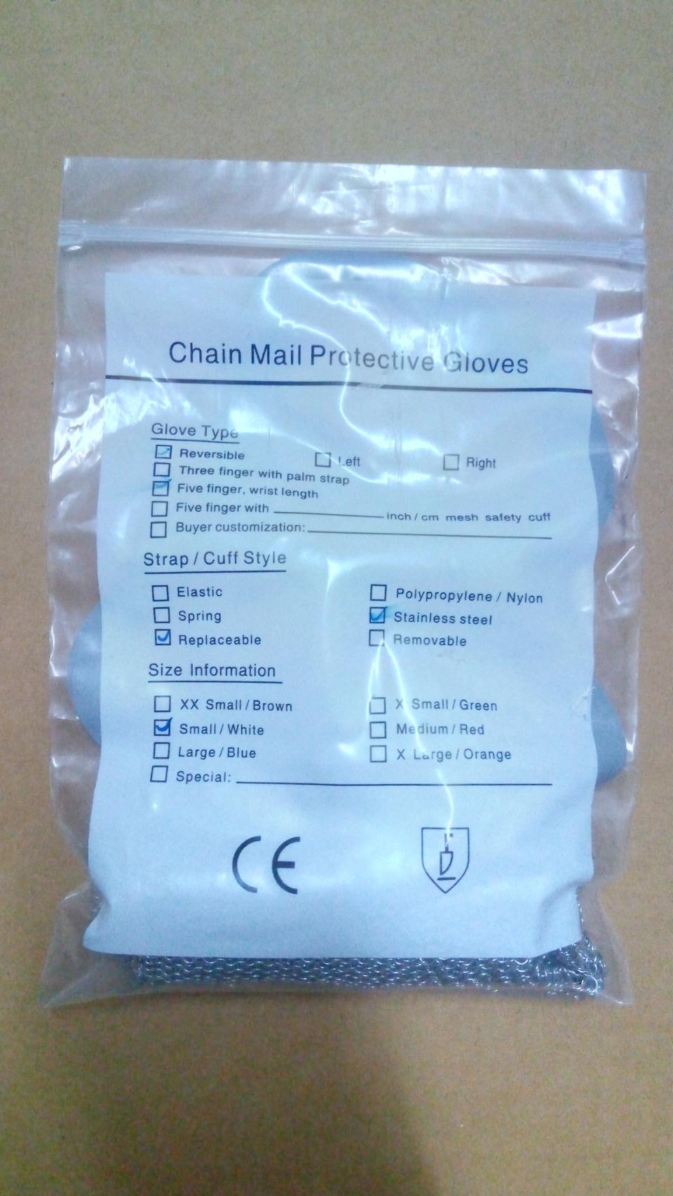 ถุงมือสแตนเลส 5 นิ้ว สั้น-สายรัดข้อมือสแตนเลส