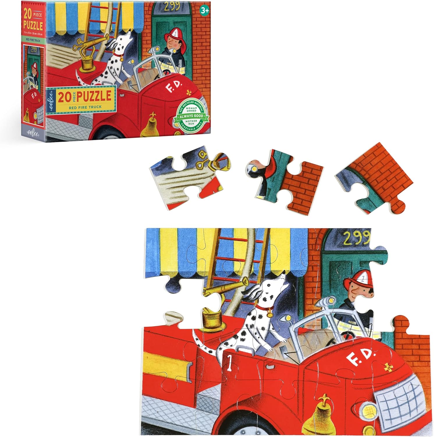 eeBoo - Red Fire Truck (28x38 cm.) 20 pcs.