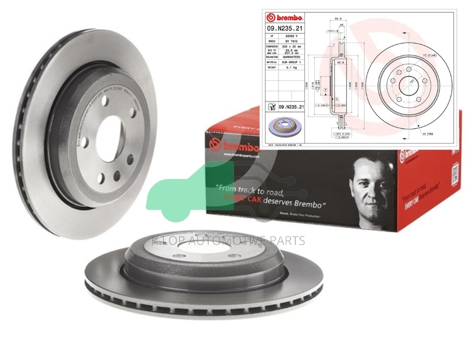 09 N235 21 จานเบรคหลัง (ยี่ห้อ BREMBO) รุ่น UV JEEP Grand Cherokee WK2 2011- 330 มิล