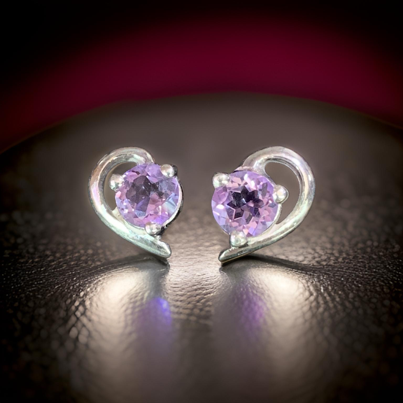 ต่างหูพลอย ต่างหูอเมทิสแท้ (NO.TC023) With Love for you Amethyst earring