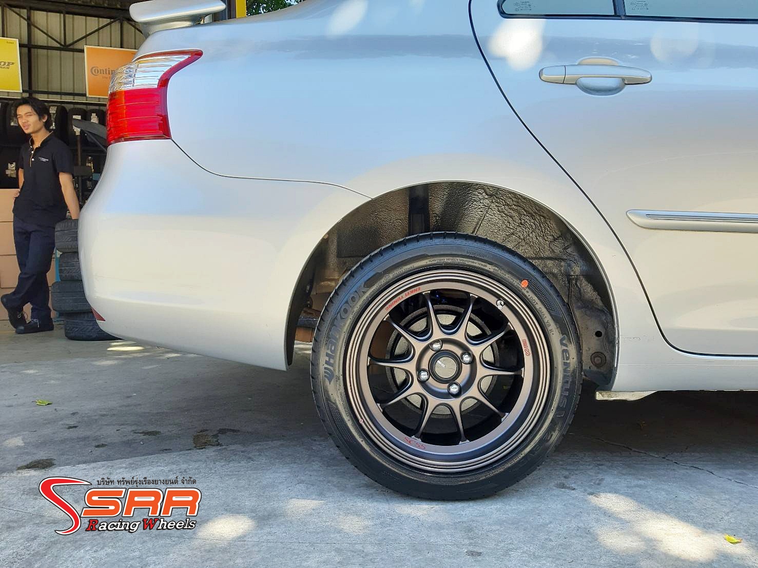 ENKEI TUNING SC55 ขอบ15 ET28 4x100 สีเทาตัวหนังสือแดง