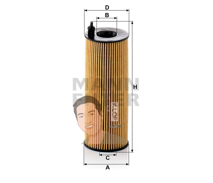 HU721/5X ไส้กรองเครื่อง(BMW) E90(316D,318D,320D),E60,X1(E84),X3(E83) เครื่องยนต์ N47,M47 (MANN-FILTER***งานพรีเมี่ยมแท้นำเข้ายุโรป) Dimensions(mm.) A=64 B=26 C=26 D=64 H=172