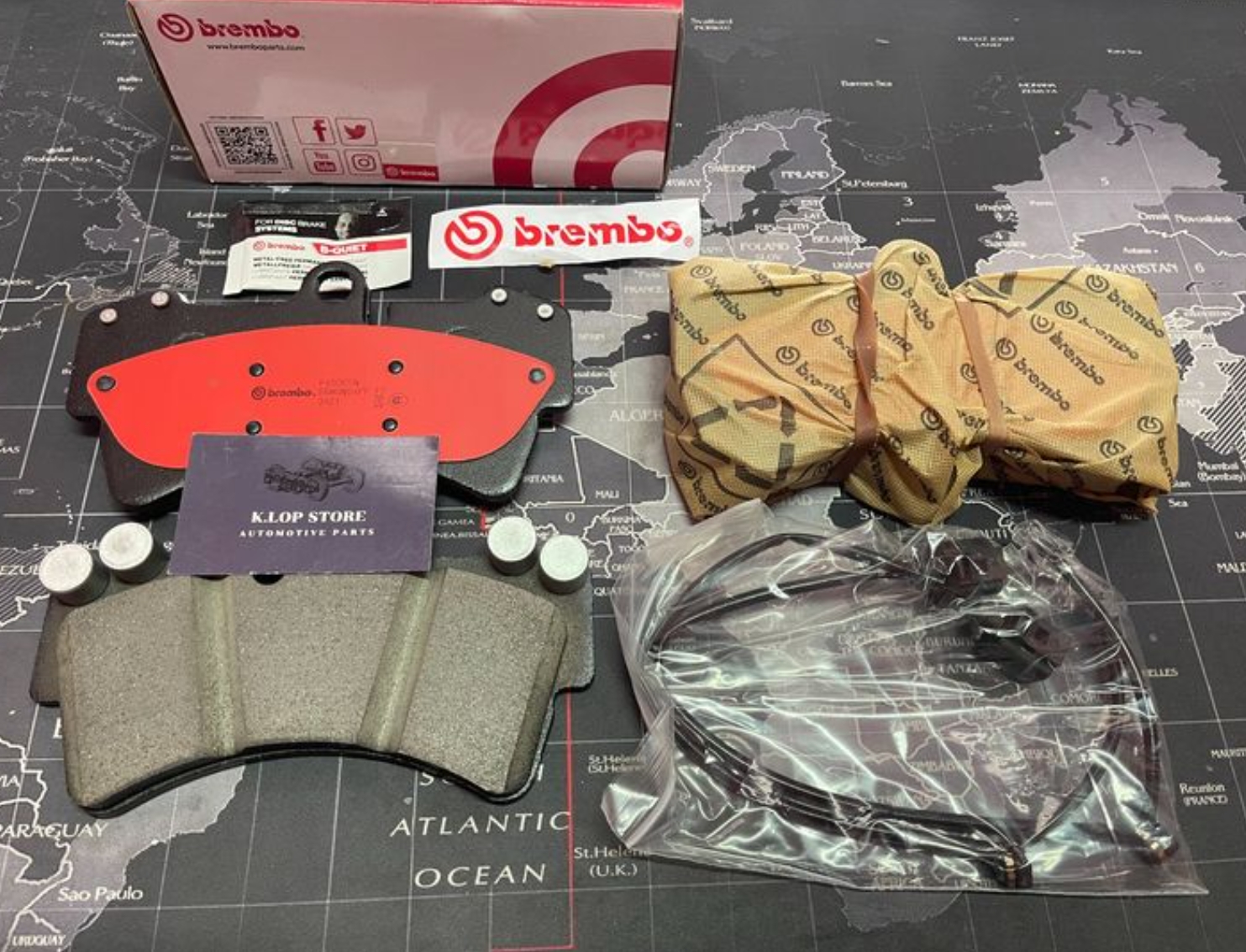 P85 065N ผ้าเบรกหน้า (แท้ BREMBO รุ่น Ceramic) CAYENNE 955 (3.2 3.6 4.5 4.8Turbo) จาน 350mm, Audi Q7 #ปั้ม Brembo 18Z (6Pot)