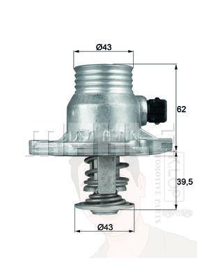 TM 11 105 วาลว์น้ำควบคุมไฟฟ้า M62 รุ่นใหญ่ / 5 (E39) 7 (E38) 11531437526 (ยี่ห้อ MAHLE)