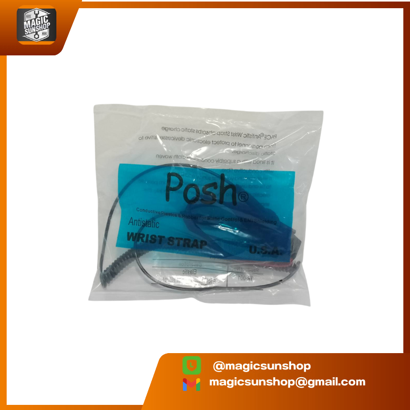 POSH Anit Static Wrist Strap PU สายรัดข้อมือป้องกันไฟฟ้าสถิตย์แบบมีสาย (สายสีแดง)