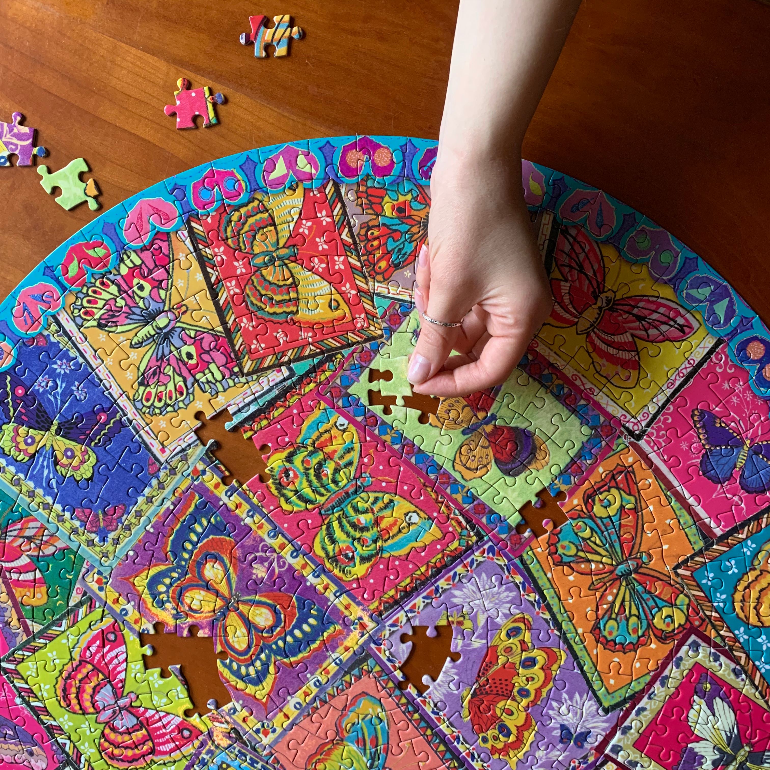 eeBoo - Vintage Butterflies (Round Puzzle) 500 pcs.