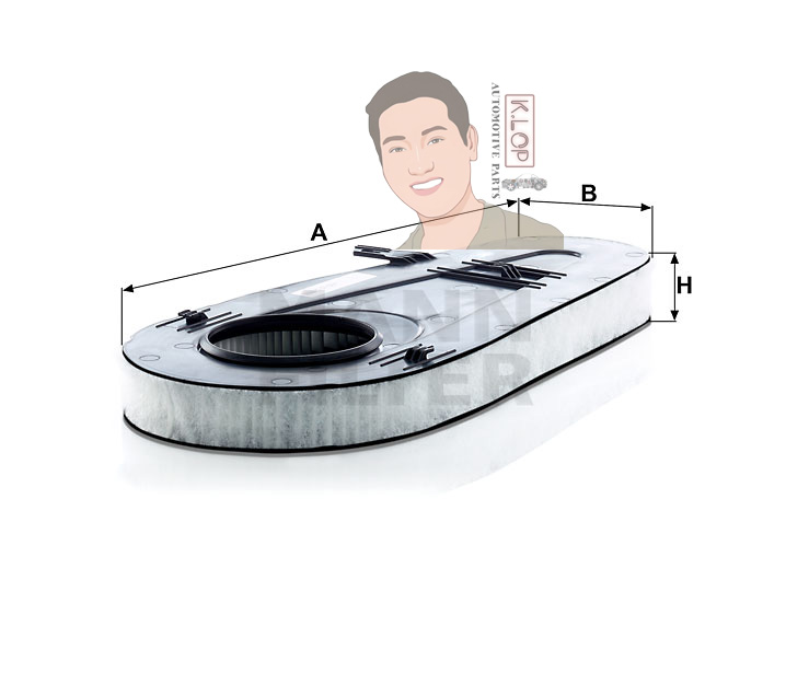 C51001 ไส้กรองอากาศ(BMW) F10-520D,525D,530D,F07-GT,F01-730D เครื่อง4สูบ เครื่องยนต์ N47,N57 (MANN-FILTER***งานพรีเมี่ยมแท้นำเข้ายุโรป) Dimensions(mm.) A=506 B=231 H=50