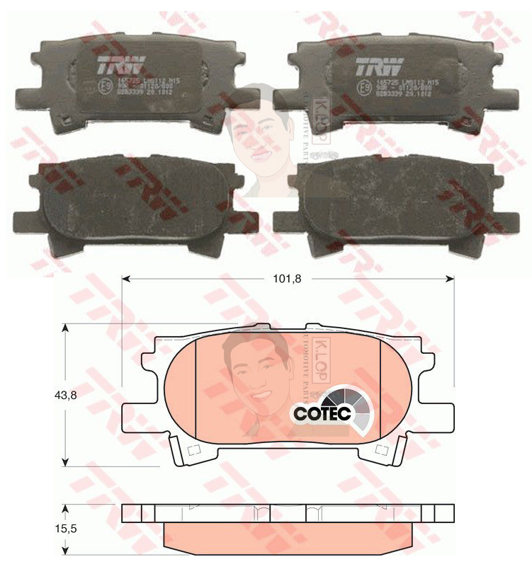 GDB3339 ผ้าเบรค-หลัง(TRW) (เนื้อผ้า COTEC) HARRIER RX300 '03