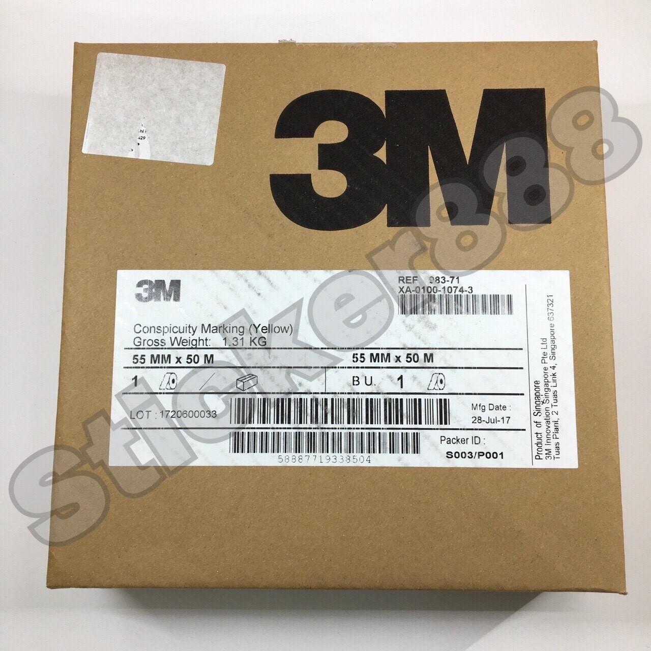 สติ๊กเกอร์สะท้อนแสง ติดรถ สีเหลือง 3M แท้ 55 mm x 50M 983-71 Conspicuity marking (Yellow)