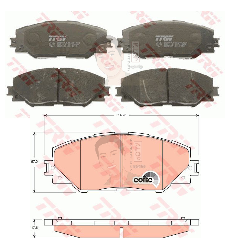 GDB3424 ผ้าเบรค-หน้า(TRW) (เนื้อผ้า COTEC) HARRIER 2.0, 2.5 HYBRID '14