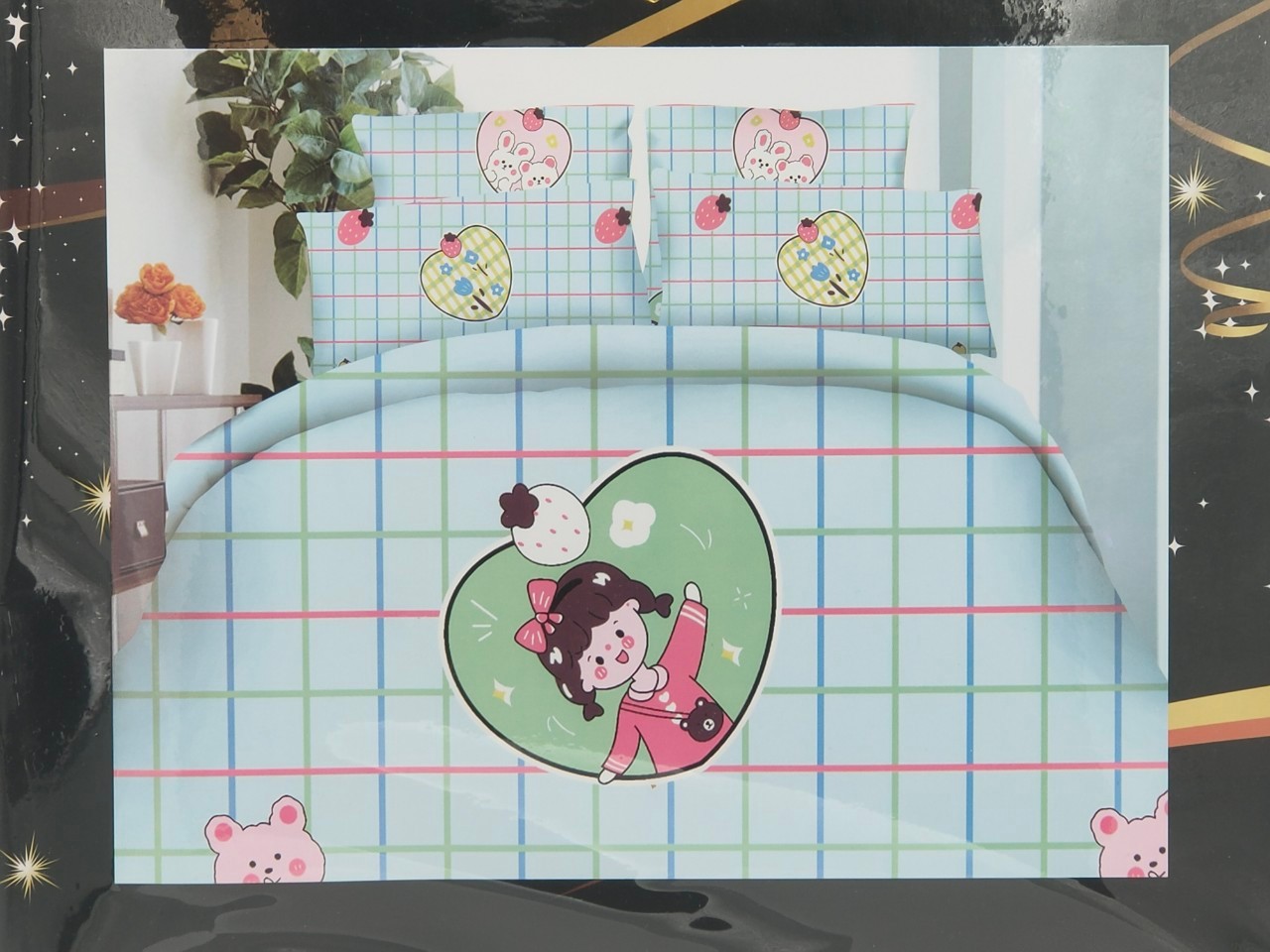 ชุดนวมลายการ์ตูน 6 ฟุต #มียางรัดมุม 360 องศา งานพรีเมี่ยม(เกรด AA) ( 6ชุดคละลาย)