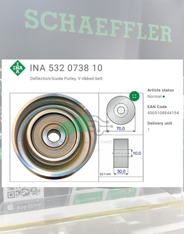 (INA) : ลูกรอกปั้มเพาเวอร์Lancer EX 1.8 CY, Triton 2.4 KJ1T, Citroen C4