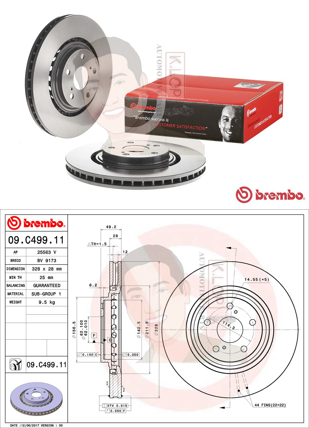 09 C499 11 จานเบรค ล้อ F (ยี่ห้อ BREMBO) รุ่น LEXUS RX270 350 450h ปี2008->, NX ปี2014-> ปี 2008->