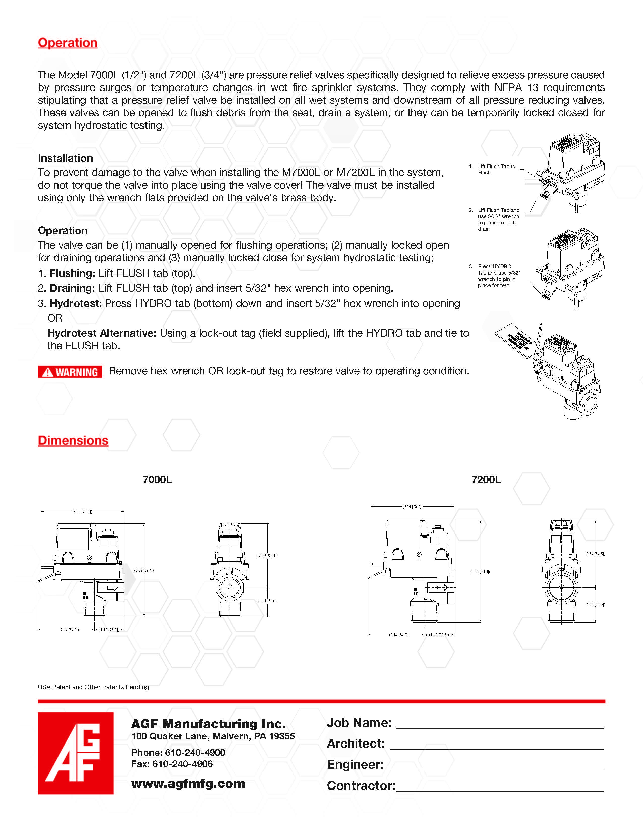 AGF Pressure Relief Valve, M.7200L, 3/4" UL/FM